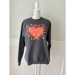 Hanes Charcoal Gray Sweatshirt With Heart Motif Size M